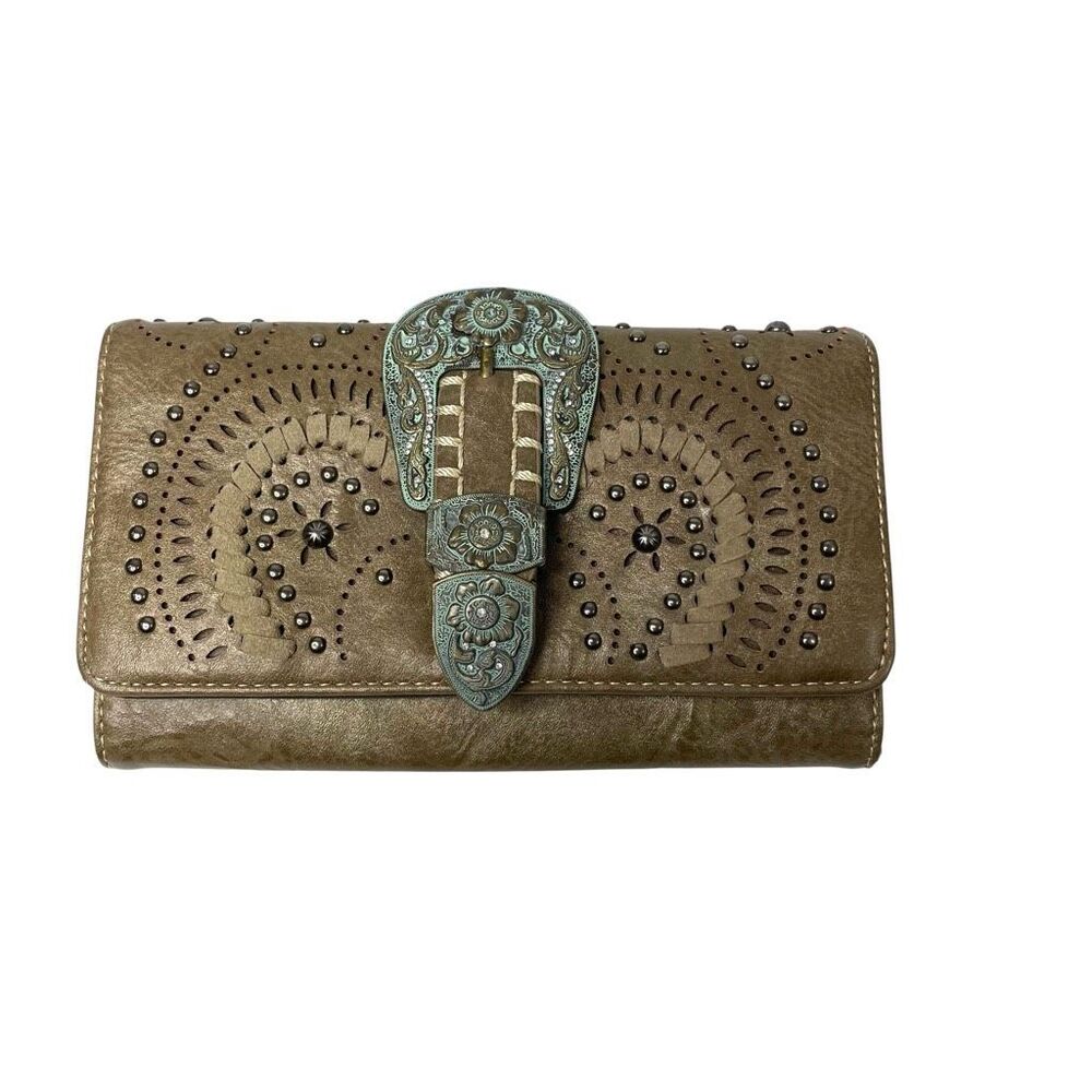 Montana West western turquoise‎ tooled details wallet